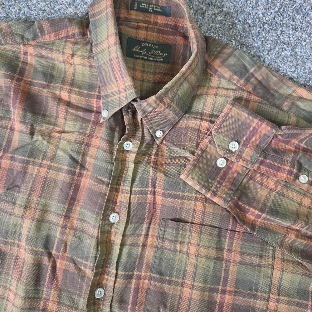 Orvis Charles F Orvis Signature Collection Plaid Button Down Shirt Mens XL Brown